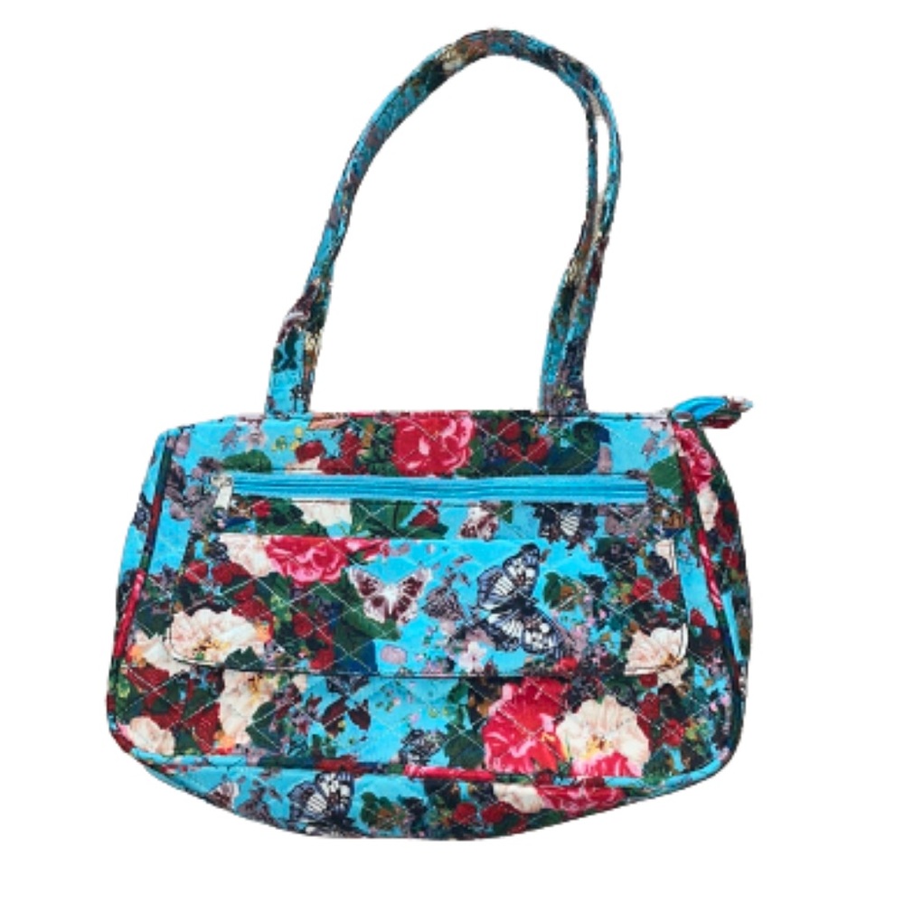 Quilted butterfly printed shoulder bag